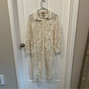 Farm Rio open knit long sleeve dress/coverup